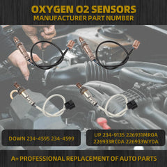 Oxygen Sensor 4PCS Compatible with 2013 2014 Nissan Altima Pathfinder Quest Infiniti JX35 QX60 3.5L v6 Upstream & Downstream O2 Sensors Replace#234-9135, 234-4595, 234-4599