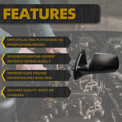 Left Driver Side Mirror Compatible with 2020-2021 Chevrolet Traverse Power Heated Manual Foldin Black Cover Replace Rear View Mirror 85535695 (5pin)