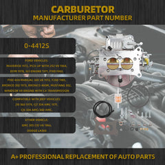 0-4412S Carburetor 2300 500 CFM 2 Barrel with Manual Choke Carb Compatible with Ford Maverick 1972 Pick Up with 292 V8 1964 F100 1963 F250 1985 GMC F100 Maverick 1972
