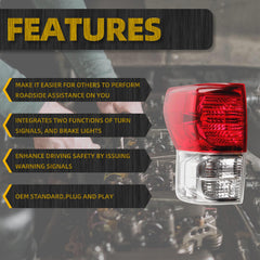 Left Rear Tail Lights Brake Lamps Assembly Compatible with 2010 2011 2012 2013 Toyota Tundra Replaces# 815500C090 TO2800165 815600C070 TO2800183 815600C090