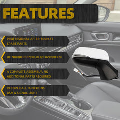 Right Passenger Side Mirror DIY Paintable Compatible with 2020-2024 Toyota Highlander With Power Heated Glass/Turn Signal/Manual Folding/Blind Spot Detection Replace#87910-0E370 (7Pins)