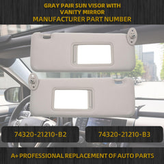 Gray Pair Sun Visor Compatible with 2005-2010 Toyota Scion TC Replaces# 74320-21210-B2 74320-21210-B3