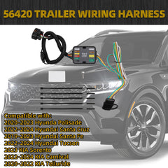 56420 Trailer Wiring Harness Compatible with Hyunda Palisade Santa Cruz Fe Tucson KIA Sorento Carnival Telluride 2019-2024 4-Pin Connector Towing Wiring Kit