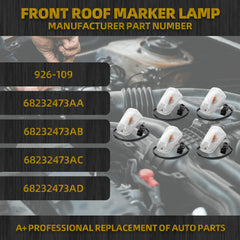 Front Roof Marker Lamp Assembly Roof Running Light Compatible with Ram ProMaster 1500 2500 3500 2014-2023 Replace# 926-109 68232473AA 68232473AB 68232473AC (5 Pack)