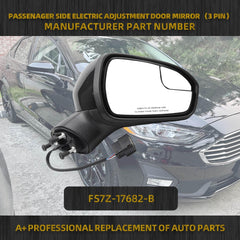 Right Passenger Side Mirror AssemblyCompatible with Ford Fusion 2016-2022 Rear view Mirror | Electric Adjustment | Black | Replace# FS7Z-17682-B,3Pins