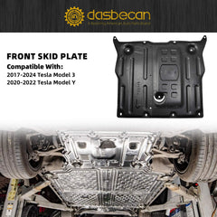 Front Skid Plate Compatible with Tesla Model 3 2017-2024 Model Y 2020-2024 Under Engine Guard Cover Chassis Splash Guard