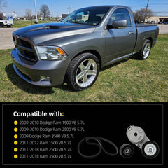 Drive Belt Tensioner Idler Pulley Serpentine Kit Compatible with Dodge Ram 1500 2500 2009-2010 Ram 1500 2500 3500 2011-2018 5.7L V8 Replaces# 4861660AA 38018 6PK2020