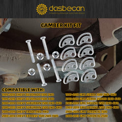 K100026 Alignment Caster Camber Bolt Adjusting Kit Fit for Chevy Siverado Suburban Tahoe Express GMC Savana Yukon 45K5012, 545-510,MS50067 Allows +/- 1.5 Degree