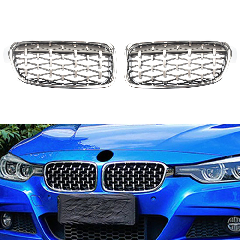 2010-2018 BMW 3 Series F30 F31 F35 Silver Front Grille Kidney