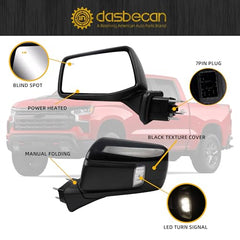 Dasbecan Side View Mirror Compatible with 2019 2020 2021 2022 2023 2024 Chevy Silverado 1500 Rearview Mirror