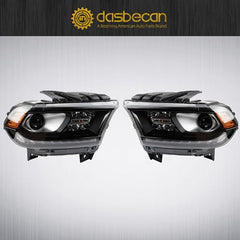 Dasbecan Black HID Headlight Assembly Compatible With Dodge Durango 2014-2020 LED Daytime Running Headlamps OE# 68261182AD 68184830AF 68261183AD 68184831AF