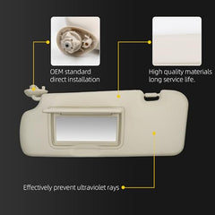 A Pair Sun Visor Compatible with 2012-2016 Honda CR-V Driver/Passenger Side Sunshade with Makeup Mirror Replace# 83280-T0A-H11ZA 83280-T0A-H11ZB(Beige) - Dasbecan