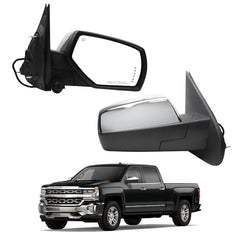 Driver Side Mirror Compatible with 2014-2018 Chevy Silverado GMC Sierra Left Mirror w/Puddle Light/Signal Light/Heated Glass/Power Folding Chrome Cap Replace#GM1320504 (10pins)
