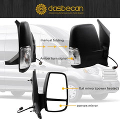 Dasbecan Side View Mirror Compatible with 2012-2018 Ford Focus Black Rearview Mirror