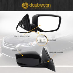 Dasbecan Side View Mirror Assembly Compatible with 2013-2017 Honda Accord Rearview Mirror Outer