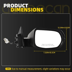 Right Passenger Side Mirror Compatible with 2017-2022 Honda HRV EXL with Power Heated Glass, Manual Folding, Turn Signal, Platinum White Pearl Replace# HO1321286 (6Pins)