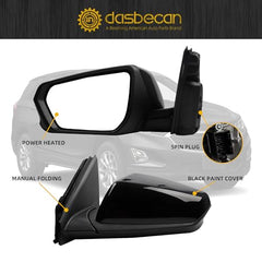 Dasbecan 5pins Side Mirror Compatible With 2018-2023 Chevy Equinox GMC Terrain With Power Adjustment Glass/Manual Folding/Heated