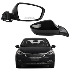 Dasbecan Side Mirror Compatible With 2014 2015 2016 Kia Forte Rear view Mirror Black With Manual Folding,Heated,Power Glass