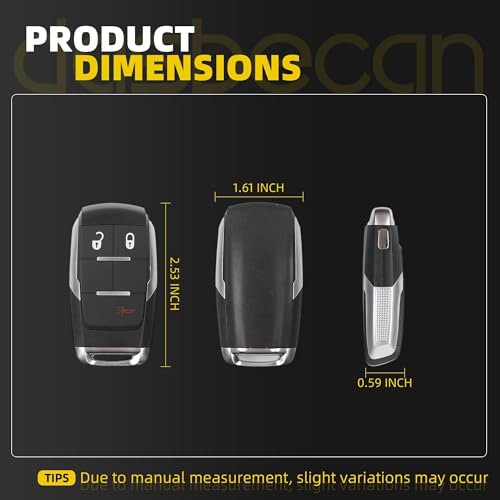 Remote Control Key Fob Replacement Compatible with 2019-2023 Dodge RAM 2500 3500 4500 5500 Keyless Entry Remote 3 Button GQ4-76T 4A Chip 434MHz - Dasbecan