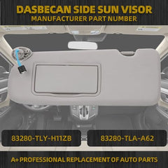 Dasbecan Left Right Side Sun Visor Compatible with Honda CRV CR-V 2017-2022 Replace# 83230-TLY-H11ZB Makeup Mirror | Dual Lighting | Gray