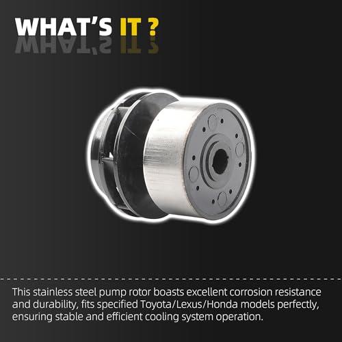 Water Pump Rotor Stainless steel Silver Compatible With 2012-2016 Toyota Prius V 1.8L L4 Prius C 1.5L L4 and For Lexus CT200h 1.8L L4 OE# 161A0-29015 161A0-39015 WPT190 WPT-190 - Dasbecan
