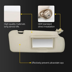 Sun Visor Compatible with 2012-2016 Honda CR-V Right Passenger Side Sunshade with Makeup Mirror Replace# 83280-T0A-H11ZB(Beige)