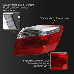 Tail Light Assembly Compatible with 2013 2014 2015 Honda Accord Sedan EX LX Sport Halogen Rear Lamp Taillight Right Passenger Side Replace#33500T2AA01 HO2805101