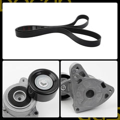 38278 Drive Belt Tensioner w/Pulley & Belt Compatible with Honda Accord 2003-2007, Civic 2006-2015, CR-V 2002-2014, Element 2003-2011, Acura TSX/CSX/RDX/ILX, Replaces 31170-RAA-A01