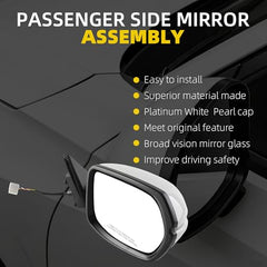 Right Passenger Side Mirror Compatible with 2017-2022 Honda HRV EXL with Power Heated Glass, Manual Folding, Turn Signal, Platinum White Pearl Replace# HO1321286 (6Pins)