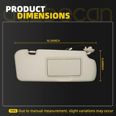 Sun Visor Compatible with 2012-2016 Honda CR-V Right Passenger Side Sunshade with Light Makeup Mirror Replace# 83280-T0A-H11ZB(Beige)