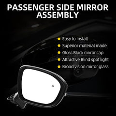 Passenger Side Mirror Compatible with 2022-2024 Mitsubishi Outlander Right Door Mirror w/Power Folding, Turn Signal,Blind Spot Detestion,360° Camera and Heated Glass 7632F022 (9+1Pins)