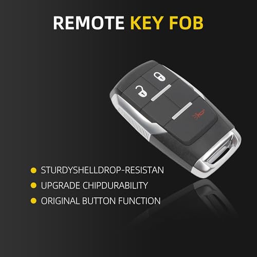Remote Control Key Fob Replacement Compatible with 2019-2023 Dodge RAM 2500 3500 4500 5500 Keyless Entry Remote 3 Button GQ4-76T 4A Chip 434MHz - Dasbecan