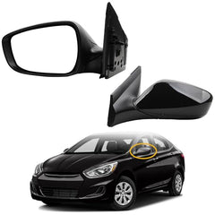Left Driver Side Mirror Compatible with 2012-2017 Hyundai Accent Gloss Black Door Mirror with Power Glass, Manual Folding Replace# HY1320180 87610-1R210 876101R210 (3 pins)