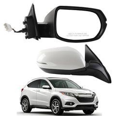 Right Passenger Side Mirror Compatible with 2017-2022 Honda HRV EXL with Power Heated Glass, Manual Folding, Turn Signal, Platinum White Pearl Replace# HO1321286 (6Pins)