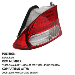 Dasbecan Honda Civic Tail Light Lamp left and Right Side Compatible with Honda Civic Sedan/Hybrid 2009-2011 Replaces# 33551SNAA51 HO2818138