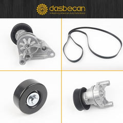 Dasbecan 90K-38158C 90K-38159 Serpentine Belt Drive Tensioner Pulley Component Kit Compatible with Chevy Silverado Avalanche Suburban Express Tahoe GMC Savana Sierra Yukon Cadillac Escalade 2003-2007