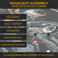 Dasbecan Ford Escape Fog Lights Assembly Car Front Driving Fog Lamps Compatible with Ford Escape 2013-2016