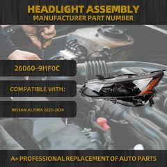 Full LED Headlights Compatible With Nissan Altima 2023-2024 w/LED DRL Projector Headlamp Assembly Left Driver Side