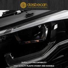 Dasbecan LED Headlamp Compatible With 2019-2021 BMW3 Series 320i 330i 340i G20 G21 G28 Headlight Assembly Left+Right Black Housing Clear Lens