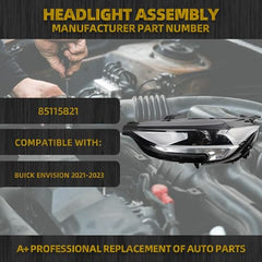 LED Headlight Compatible With Buick Envision 2021-2023 Headlamp Assembly w/LED DRL w/Bulbs Left Driver Side Replaces# 85115821