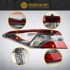 Dasbecan Side Tail Light Assembly With Wiring Harness Compatible with 2021 2022 2023 Toyota Camry Outer Halogen Type