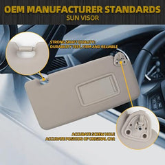Passenger Side Sun Visor Compatible with Nissan Versa 2007-2012 Sun Protection Shade Makeup Mirror OE Replaces 96400-EL31A 96400EL31A Gray