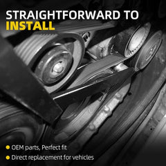 38278 Drive Belt Tensioner w/Pulley & Belt Compatible with Honda Accord 2003-2007, Civic 2006-2015, CR-V 2002-2014, Element 2003-2011, Acura TSX/CSX/RDX/ILX, Replaces 31170-RAA-A01