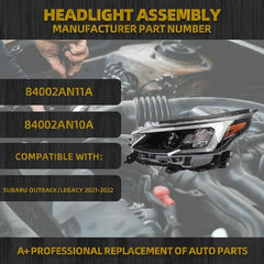 Dasbecan Halogen Headlight with LED DRL Compatible with 2021 2022 Subaru Outback/Legacy LED Headlamp Assembly Replaces# 84002AN11A 84002AN10A