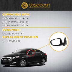 Dasbecan Side View Mirror Compatible with 2011 2012 2013 Kia Optima Rearview Mirror