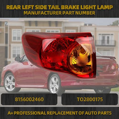 Left Tail Light Assembly Rear Outer Lamp Compatible with 2009-2010 Toyota Corolla Driver Side Brake Light Replace 8156002460 TO2800175