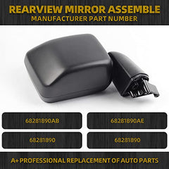 Dasbecan Rearview Mirror Assembly Compatible with Wrangler JL 2018 2019 2020 2021 Passenger/Driver Side Replaces OEM 68281890AB 68281890AE 68281890 LH RH