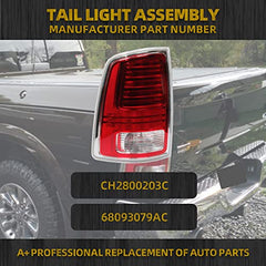 Dasbecan Tail Lights Assembly Driver Side Passenger Side With LED Bulbs Compatible With RAM 1500 2500 3500 2013-2018＆RAM 1500 Classic 2019-2021