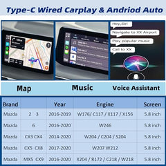 Dasbecan Type-C Wireless Mazda Carplay and Android Auto Retrofit Kit Compatible with Mazda 2/3/6/CX3/CX5/CX9/MX5 2015-2020, TK78-66-9U0C Adapter (Only Support Wireless Carplay NO Android Auto)