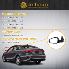 Dasbecan Side Door View Mirror Compatible with 2014-2018 Ram 1500,2019-2022 Ram 1500 Classic,2013-2018 Ram 2500 Rearview Mirror